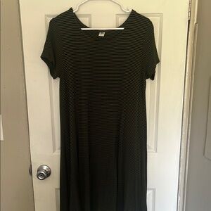 Striped Black and Green Women's Dress